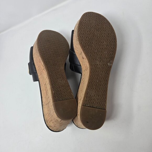 Michael Michael Kors Jilly black cork Platform slide wedge sandals womens size 9 - Picture 6 of 12